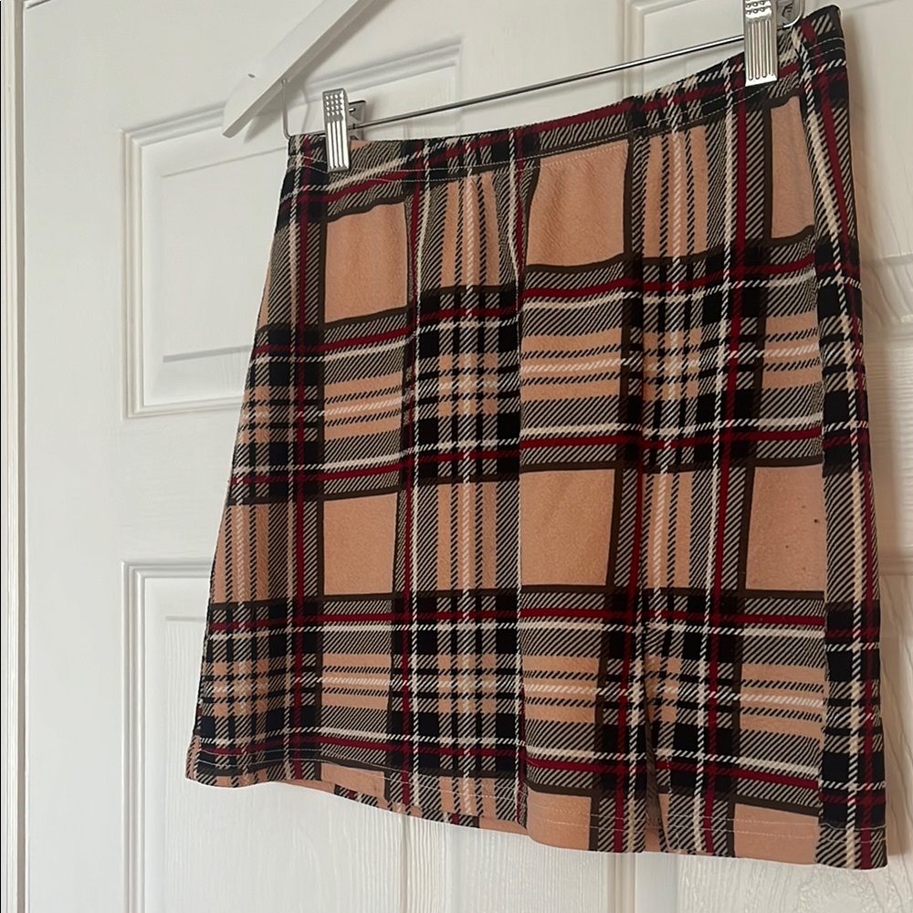 Plaid Pink and Black Women's Elastic waist Skirt